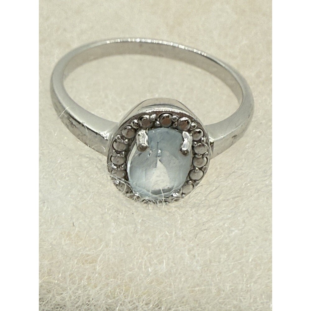 DBJ Dee Berkley Blue Topaz Ring‎ Sterling Silver 925 Diamonds Size 6.5